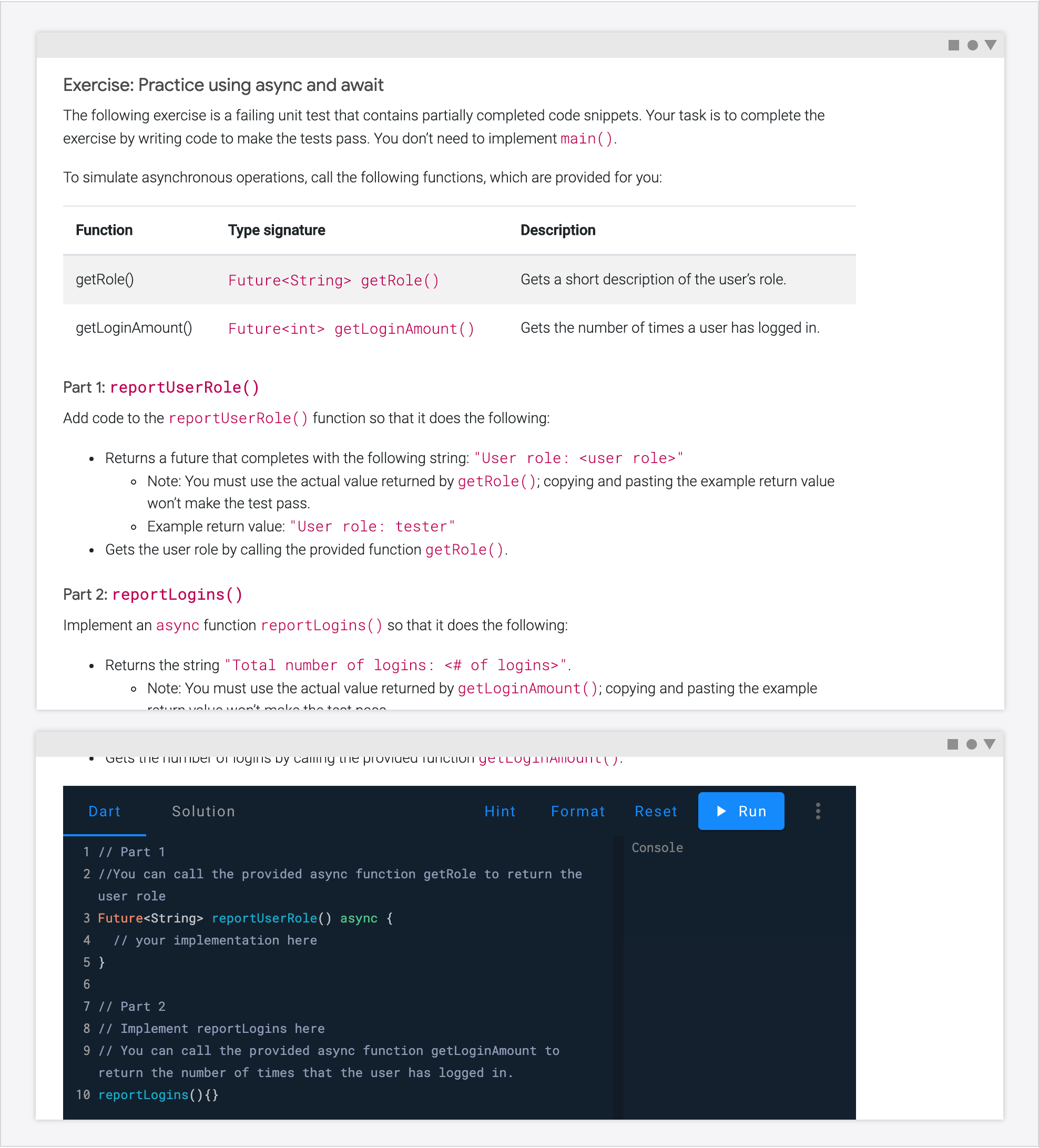 A coding exercise: implementing two async functions